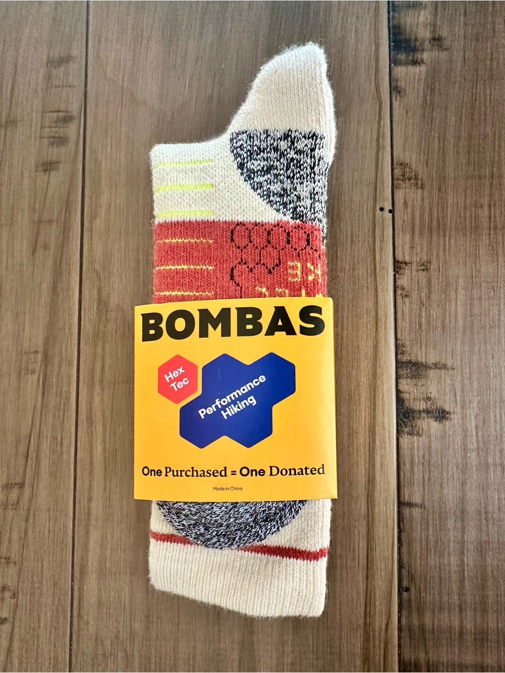 Bombas Hiking Socks in Cream, Coral & Black Speckle